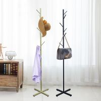 7 Hook Freestanding Hat Coat Racks Metal Coat Tree Rack With Rubber Base(Black/Gold)