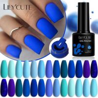 LILYCUTE ชุดเจลทาเล็บสีฟ้า7มล. Vernis เจลรังสี UV แบบกึ่งถาวรออกแบบเล็บเจลเล็บปิดแช่สำหรับงานตกแต่งเล็บมือทั้งหมด