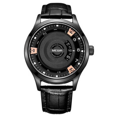 Megir Mens Watches Concept Quartz Men&amp;apos;s Watch Leather Strap Black Business Waterproof Watch Men Clock Relogio Masculino