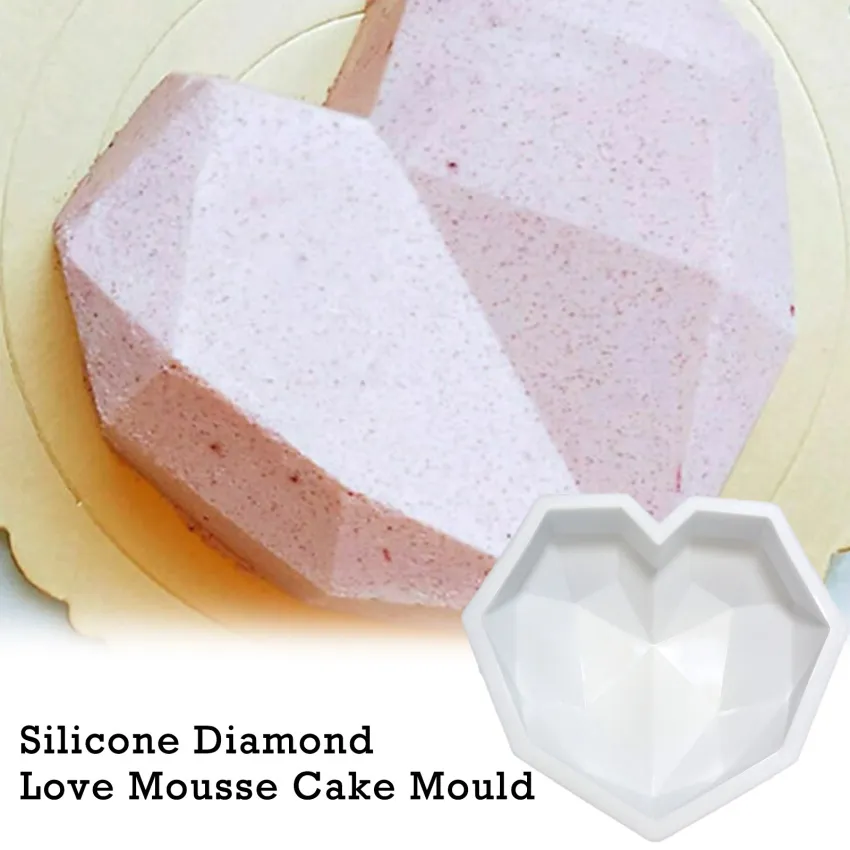 3D Silicone Large Heart Shape Cake Mould Geometric Baking Mold Tool  Chocolate 