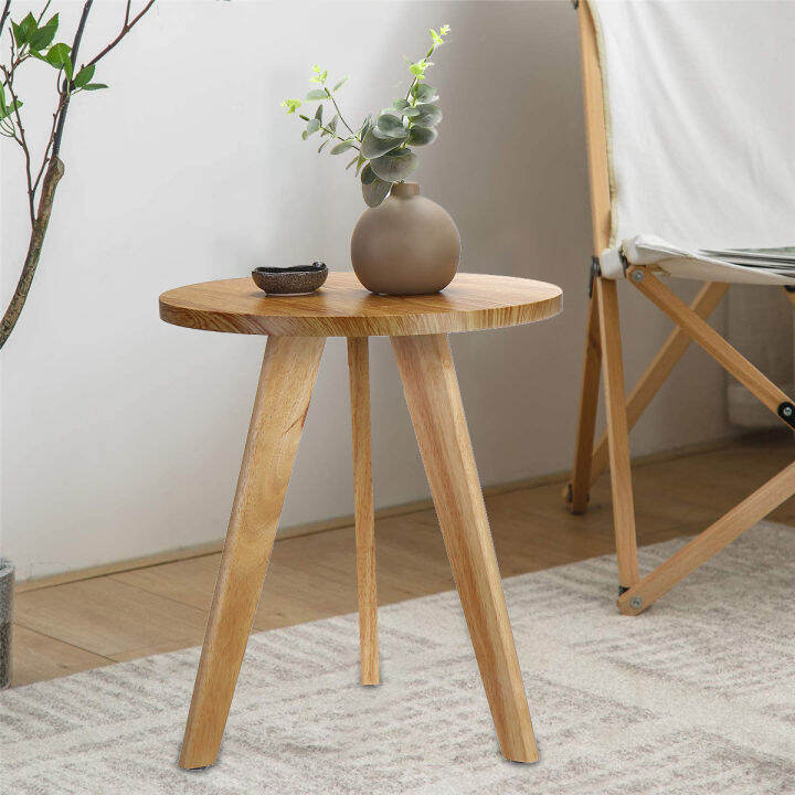 Round Side Table Easy Assembly Bedside Table Solid Wood Coffee End