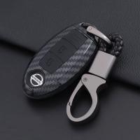 Xps Nissan Navara &amp; X-Trail Keyless Remote Carbon Fiber Hard Case + ซิลิโคนหุ้มกุญแจรถพร้อมโซ่