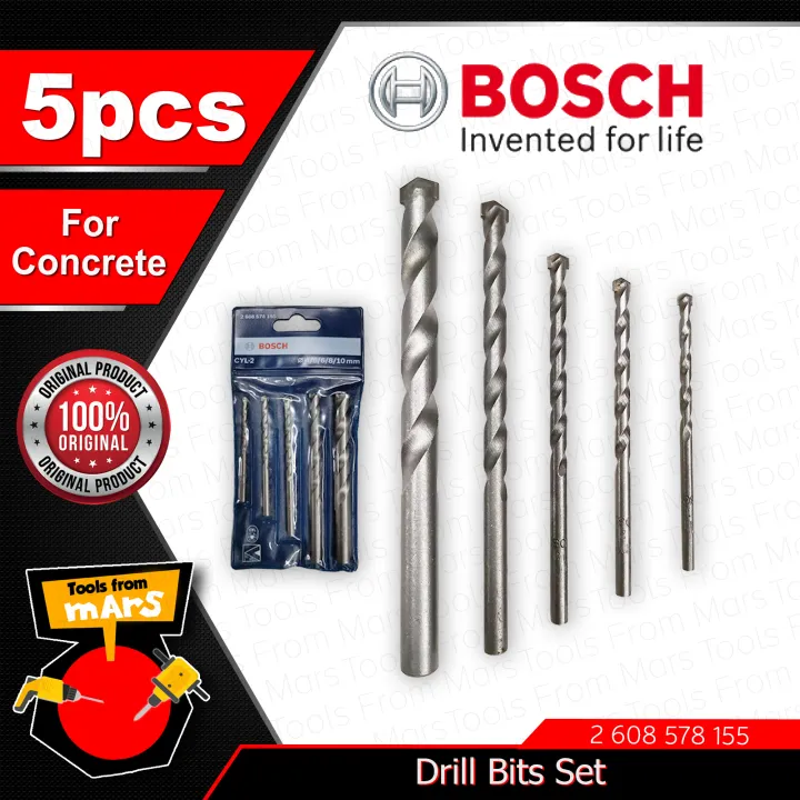 BOSCH 5pcs/Set Masonry Drill Bit 4mm 5mm 6mm 8mm 10mm CYL2 Concrete Drill Bit Set For Brick