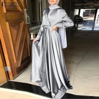 【CW】 2023 Muslim ZANZEA Sleeve Belted Robe Abaya Kaftan Loose Clubbing Dresses