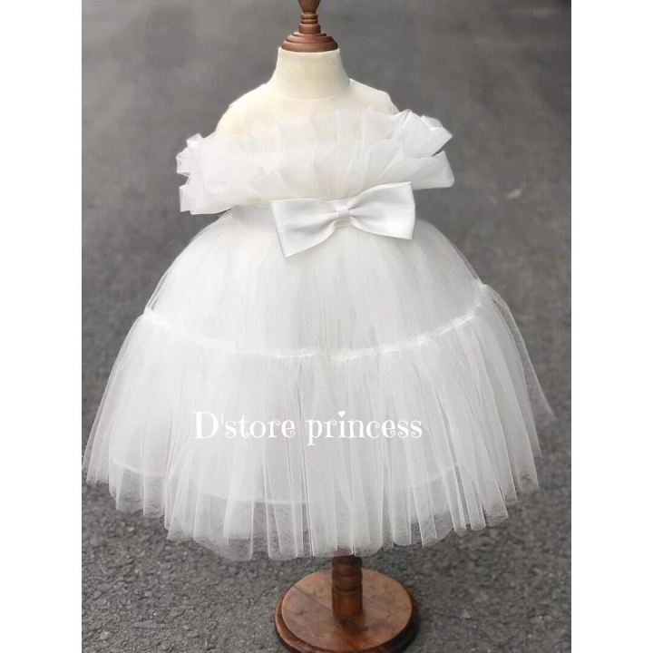8kg - 20kg Đầm công chúa bé gái, váy công chúa nơ eo màu trắng cực ...