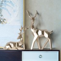 Resin Deer Statue Home Decor Figurines Reindeer Sculpture White Deers Decor Scandinavian Home Living Room Decoration Tabletop