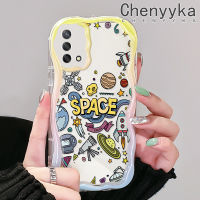 เคส Chenyyka สำหรับ OPPO A74 4G A95 4G F19S F19 Reno 6 Lite เคสการ์ตูนน่ารักคอสมิคแพลนเนต์เนื้อครีมสีสันสดใสเคสโทรศัพท์โปร่งใสขอบคลื่นเคสกันกระแทกซิลิโคนอ่อนชัดเจน