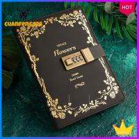 CUANFENGS28 สีดำสีดำ วารสารที่มีล็อค ไดอารี เคสคลุม ฟอยล์ร้อน ความลับของความลับ 200หน้า ปั๊มลายนูน สำหรับผู้หญิง