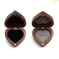 blg Gem Love Heart  Ring Box Black Walnut Jewelry Box Heart-shaped  Box 【JULY】