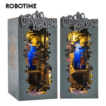 Robotime Sakura Densya 3D Wooden Puzzle DIY Dollhouse Booknook Bookshelf  Insert Decor Alley Miniature Kit 