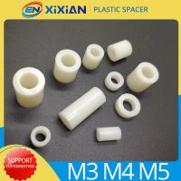 ◇☸✱ 100pcs M3 M4 M5 Nylon Plastic Rround Pillar PCB Board Spacer Standoff Non-Threaded White ABS Hollow Standoff Washer