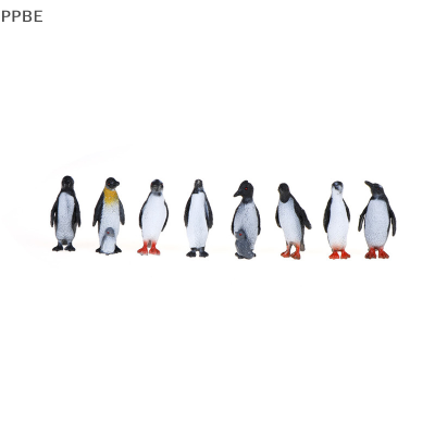 PPBE 8ชิ้น/เซ็ตพลาสติก Ocean Animal ขนาดเล็กเพนกวินรูปของเล่น