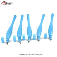 Professional Permanent Makeup Blue Disposable Microblading Pens Hand Tools 0.18MM Needles Embroidery Blades With Lip Tebori Hold