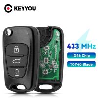 KEYYOU สำหรับ I20ฮุนได I30 IX35 Avante 433Mhz ขอชิป ID46ถาม3ปุ่มพับ Kunci Remote Mobil Fob คีย์การควบคุมอัตโนมัติ