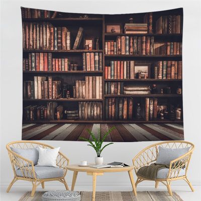 Library Bookshelf Bookstore Wall Hanging Leisure Bedroom Wall Blanket Decor Styles Psychedelic Abstract Carpet Cloth Tapestries