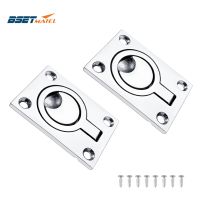 2PCS 62*44mm Stainless Steel 316 Marine Boat Deck Hatch Flush Pull Lift Handle Ring Door Knobs Pull Ring Hardware Accessories Door Hardware Locks