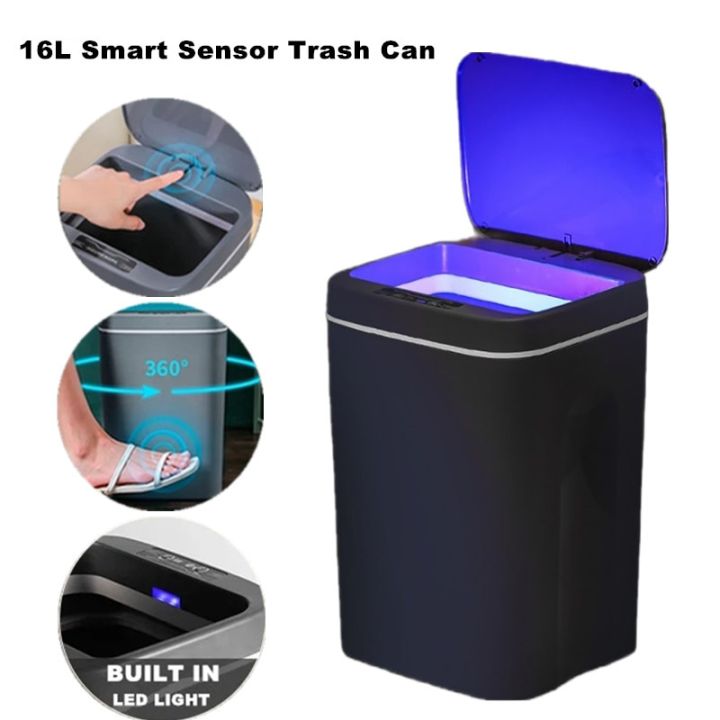 16L Automatic Sensor Trash Can Electric Touchless Smart Bin Kitchen