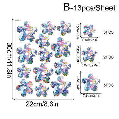 ฟิล์มพีวีซีสติ๊กเกอร์ติดกระจกรูปดอกไม้เห็ดฟิล์มหน้าต่างกาวตนเอง U2y7 1ชุดคุณภาพสูงสะท้อนแสงตกแต่งบ้าน