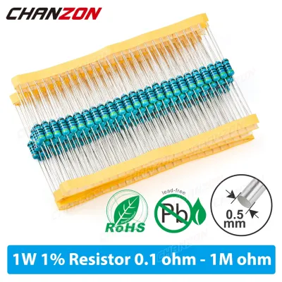 1W 1 High Precision Metal Film Resistor Kit 0.1 2 4.7 10 47 100 470 1K 4.7K 22K 47K 68K 1M Ohm 1 Watt Resistance Assortment Set