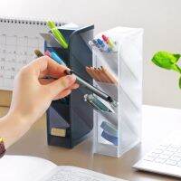 Inclined insert scrub pen desk storage box desk stationery rack transparent makeup brush storage tube black white