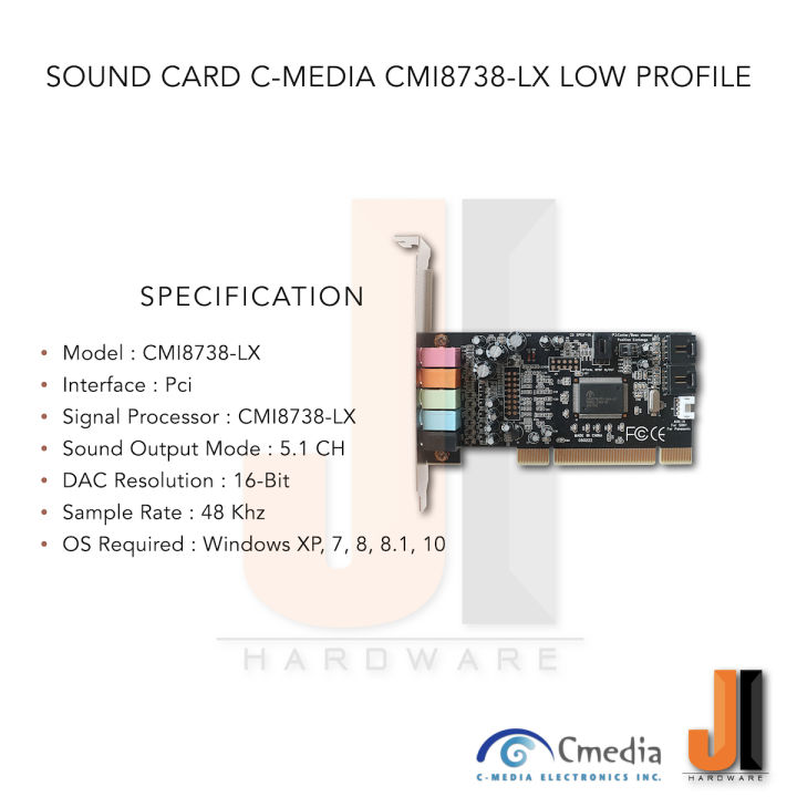 sound-card-c-media-cmi8738-lx-electrolyte-5-1-channel-low-profile-pci-ของใหม่ยังไม่ผ่านการใช้งานมีการรับประกัน