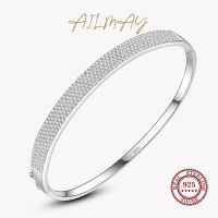 Ailmay Genuine Luxury Full Cubic Zirconia Bracelets 925 Sterling Silver For Women Wedding Statement Fine Silver Jewelry