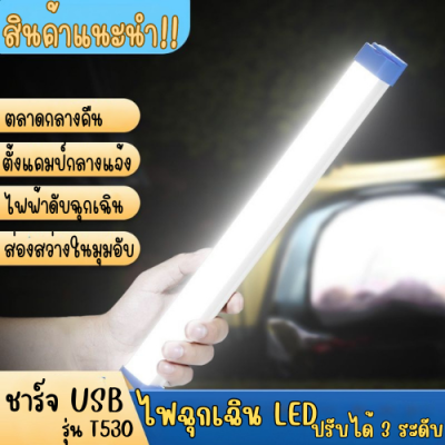 หลอดไฟฉุกเฉิน (ฟ้าขาว) LED ไร้สาย พกพา ชาร์จไฟ USB สำหรับเดินป่า ตั้งแคมป์ เดินทางไกล 🏕