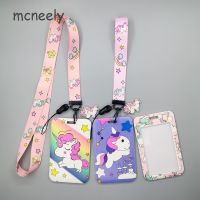 hot！【DT】◑  Unicorn ID Credit Bank Card Holder Students Bus Lanyard Rope Male Visit Door Badge Cards Cover