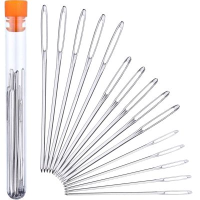 15 Pieces Blunt Needles stainless steel Large-Eye Yarn Knitting Needles Sewing Needles, 3 Sizes