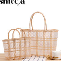 Handmade Transparent Womens Handbag Plastic Woven Summer Beach Bag Female Tote Bags Bohemia Large Small Ladies Shopper bag