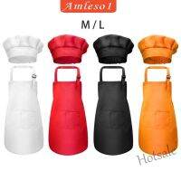 【hot sale】♂▦☼ D13 [amlesoaeMY] Kids Apron Chef Hat Set Adjustable Bib Front Pocket for Crafting Baking