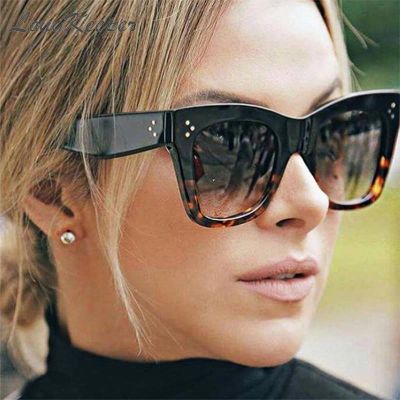 แว่นตาสตรีขนาดใหญ่2020แว่นกันแดดผู้หญิงทรงสี่เหลี่ยมแว่นตาสไตล์วินเทจแว่นกันแดดแบรนด์สตรีหรูหรา UV400แบบ Lunette