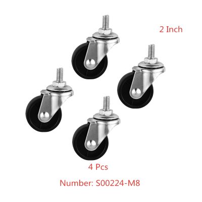 4 Pcs/Lot 2 Inch Caster Black PP Screw Universal Wheel M8 Screw Furniture Diameter 50mm Split Cart