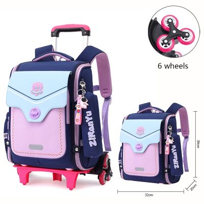 Rolling Schoolbag Waterproof Wheeled School Backpack For Kids Girls Boys Removable School Bags Travel Trolley Luggage Bags Girls