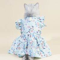 Pet Clothes Summer Flying Sleeve Short Skirt Schnauzer Non-woven Sunflower Vest Clothes Flower Skirt Pet Supplies Dresses