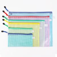 10pcs/lot Gridding Waterproof Zipper Bag Clear PVC A4 Binder Pockets Document Pen Filing Products Folders for Office School