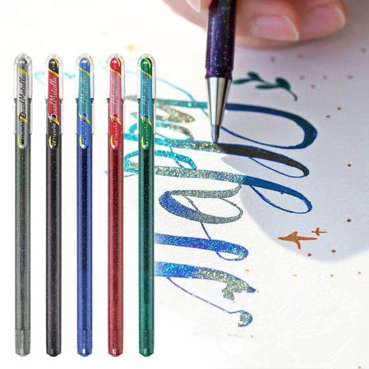 1pc-pentel-k110-k108-hybrid-shiny-colour-two-color-mixed-glitter-gel-pen-milk-color-0-8-1-0mm-card-decorative-painting-design