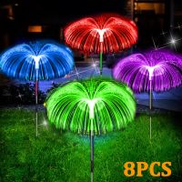 ∋㍿ Solar Garden Lights Outdoor Waterproof Fiber Optic Jellyfish Lawn Lights Outdoor Patio Villa Yard Decor