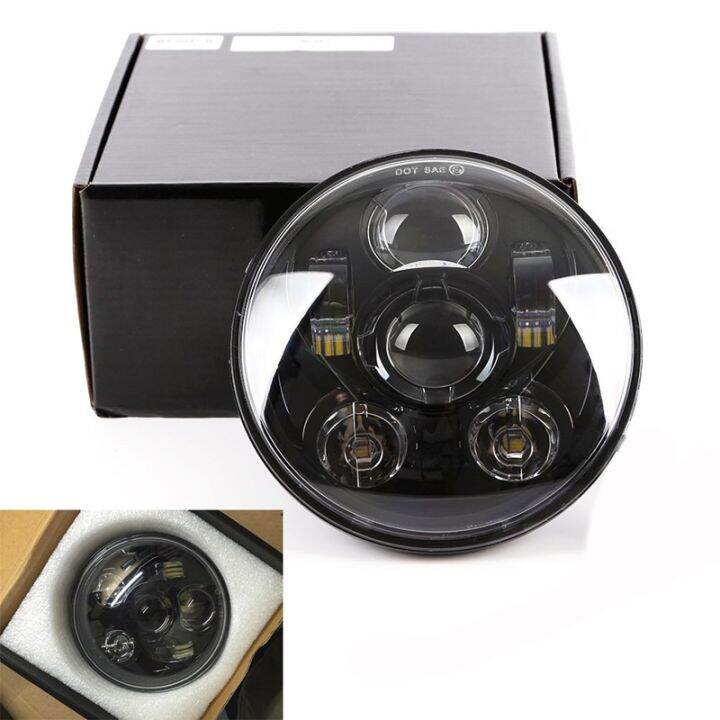 สีดำ5-75ไฟหน้า-led-นิ้ว5-3-4-led-drl-45w-ไฟหน้ารถจักรยานยนต์สำหรับ-sportster-883-xl883-fxcw