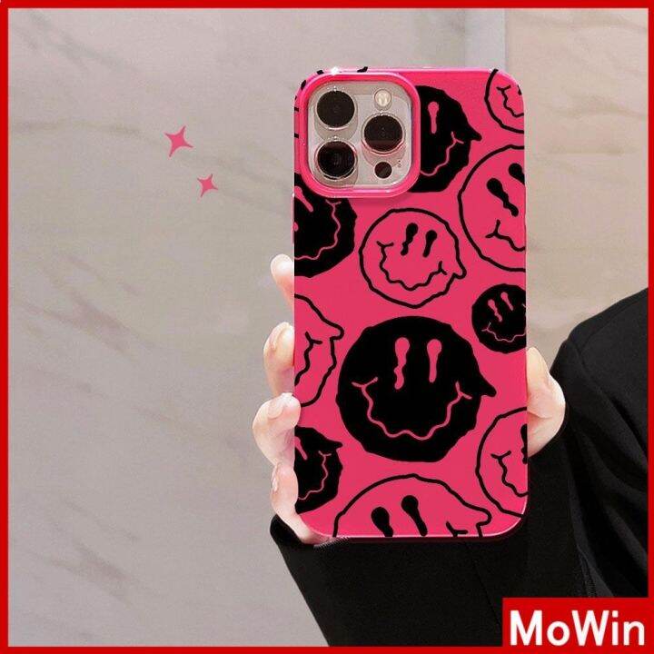 เข้ากันได้สำหรับ-เคสไอโฟน-เคสไอโฟน11-เคส-iphone-11-สำหรับ-iphone-14-pro-max-เคสไอโฟนสีชมพูเคสนิ่ม-tpu-เคลือบเงากันกระแทกป้องกันกล้องน่ารักน่ารักหน้ายิ้มเข้ากันได้กับ-iphone-13-pro-max-12-pro-max-11-xr