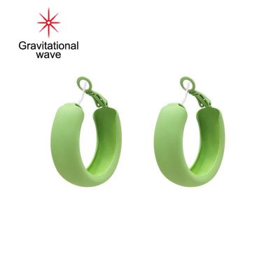 Gravitational Wave Hoop Earrings Minimalist Geometry Design C-Shaped Macaron Color Summer Multicolor Earrings For Dating