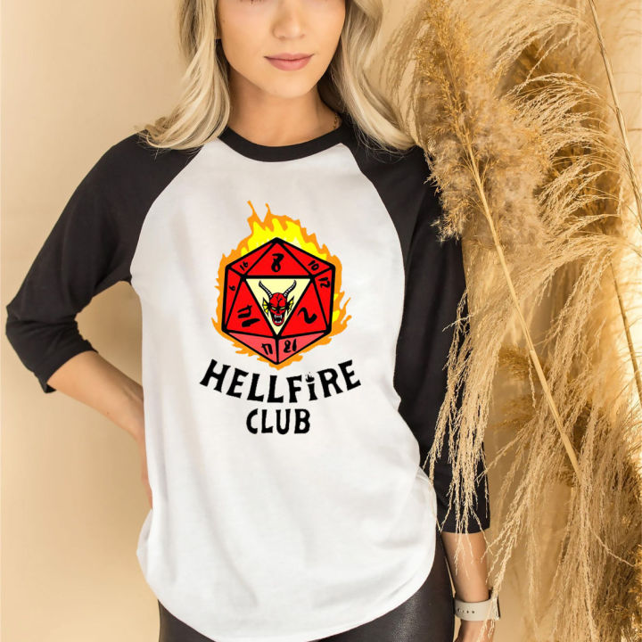 in-stock-hellfire-club-baseball-tee-34-แขนสามส่วนหัววัวรุ่นใหม่สไตล์ยุโรปและอเมริกาเสื้อกว้าง