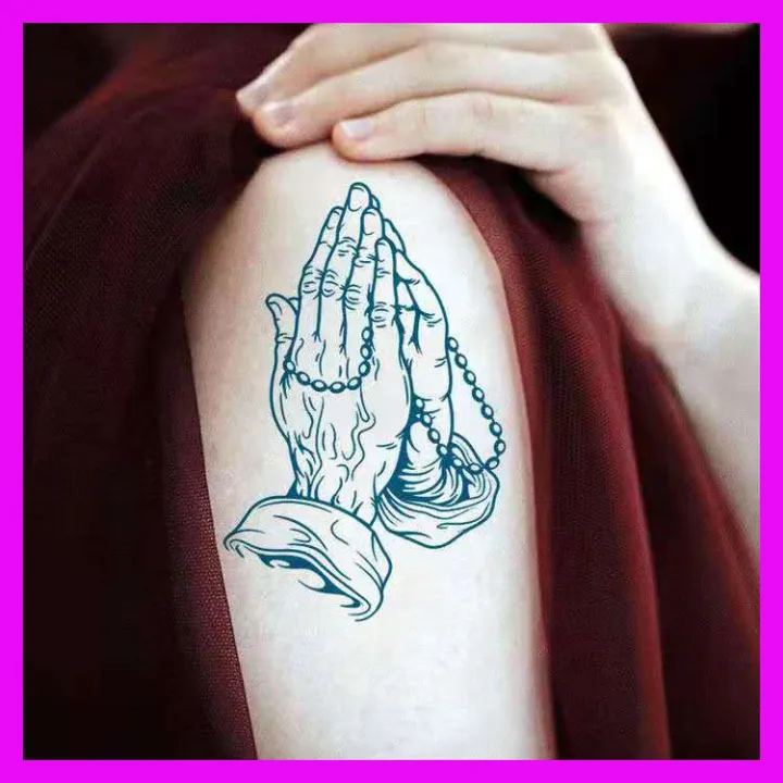 Waterproof temporary tattoo stickers. Prayer hand bergamot. Male and female  simulation stickers. Personalized tattoos on chest and arm (maintained for  14 days) | Lazada PH