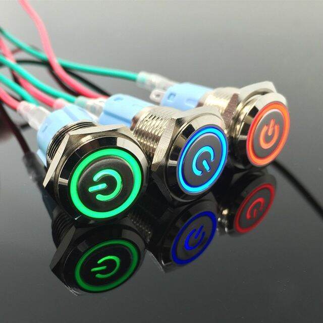 Saklar Tombol On Off LED Stainless Push Button Switch Metal Universal ...