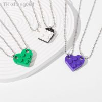 2Pcs Lego Puzzle Block Love Couple Necklace Pendant Friendship Friend Lover Valentines Day Gift Lovely Fashion Creative Jewelry