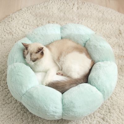 [pets baby] Cozy Pet Cat Bed Round FlowerDog KennelWarm Sleeping Cushion Mats Accessories