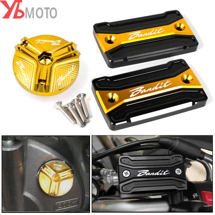 สำหรับ-suzuki-bandit-650-gsf-s650-bandit-1250-s-12001200s-อุปกรณ์เสริมรถจักรยานยนต์เบรคอ่างเก็บน้ำฝาครอบเครื่องยนต์น้ำมันหมวก