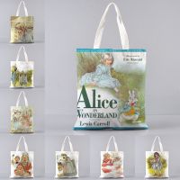 Princess Alice Cloth Tote Bags for Women In Wonderland Ladise Fashion Handbag Large Capacity Totes Eco Bag Shopping Bags