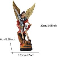 Saint Michael Archangel Slaying Demon Statue Sculpture Figurine Resin Ornament Home Office Desk Bedroom Decoration Gift