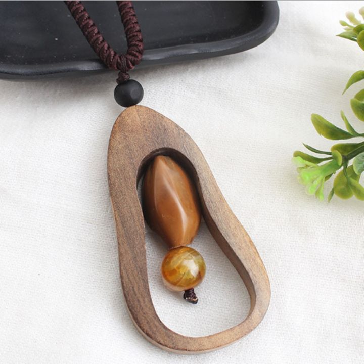 yf-new-handmade-sandalwood-natural-stone-pendant-necklace-long-sweater-chain-n600